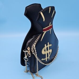 Black and Gold Chain Shoulder Money Bag